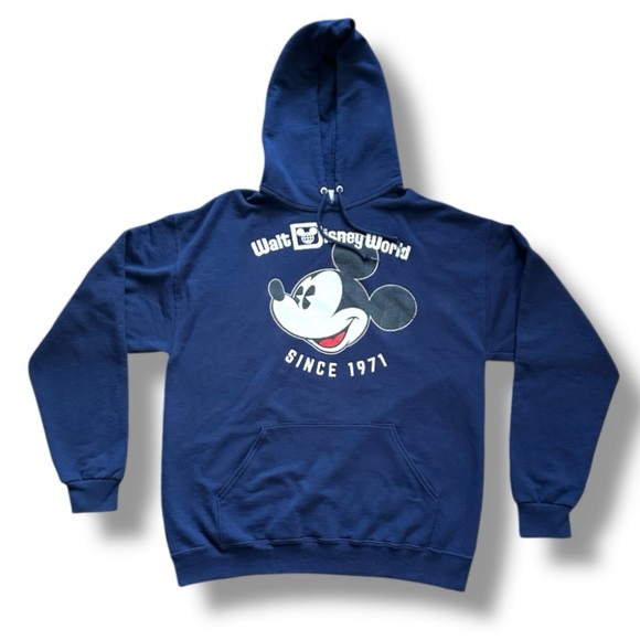 Walt Disney World Mickey Mouse Hoodie Navy Blue Sweatshirt Unisex Size Large - Picture 1 of 15